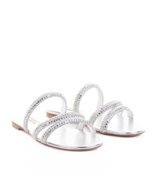 Casadei White Round Toe Slippers