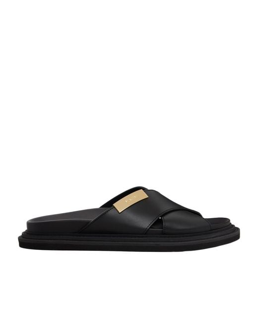 Moschino Brown Logo-Plaque Cross-Strap Flat Sandals for men