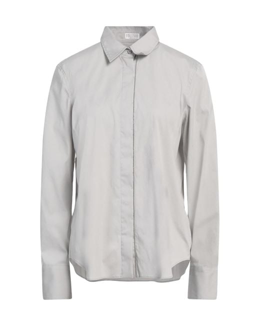 Brunello Cucinelli Gray Solid Color Long-Sleeve Shirt