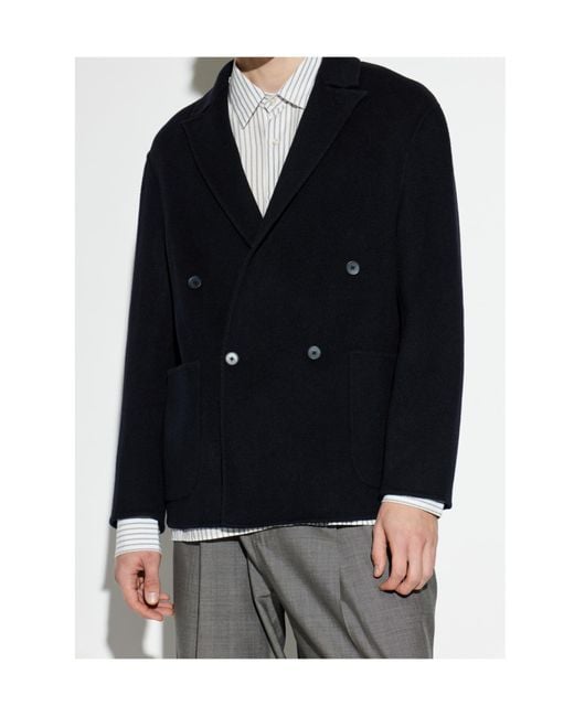 Officine Generale Blue Officine Générale Maxwell Double-Breasted Coat for men