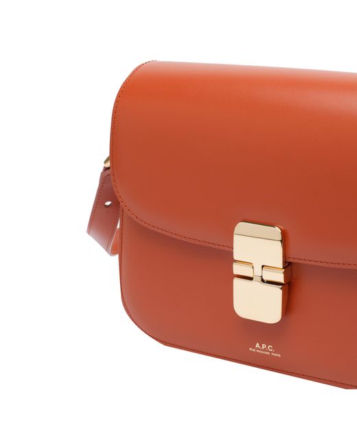 A.P.C. Orange Small Grace Calf-Leather Shoulder Bag