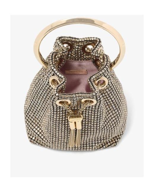 Jimmy Choo White Embellished Drawstring Bucket Bag