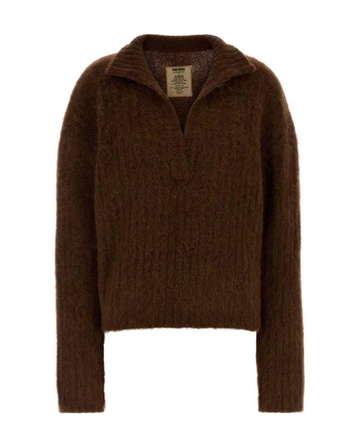 Uma Wang Brown Oversized Polo Sweater