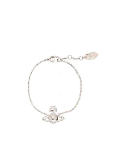 Vivienne Westwood White Orb Embellished Chain-Linked Bracelet