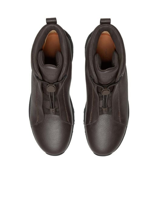 Zegna Brown Triple Stitch Vetta Boots for men