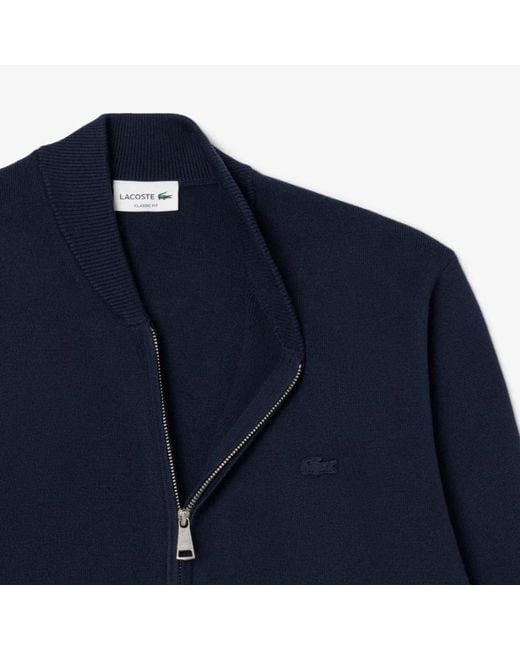Lacoste Blue Logo Patch Zip-Up Cardigan for men