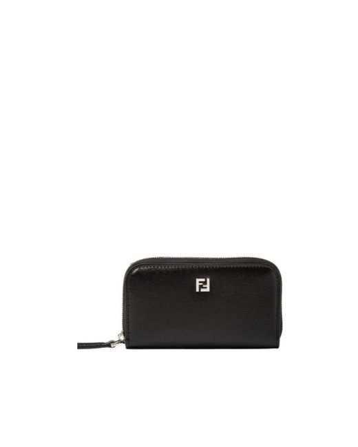 Fendi Black Ff Squared Zipper-Around Mini for men