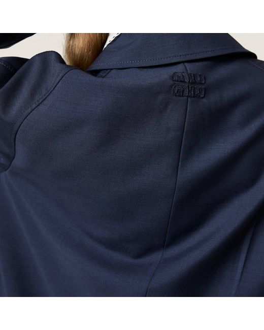 Miu Miu Blue Button-Up Long Coat