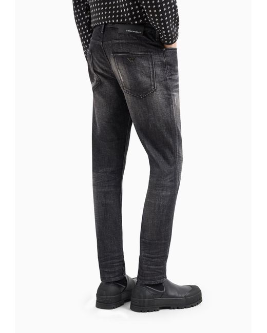 Emporio Armani Gray Distressed Jeans for men
