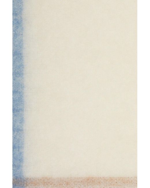 Acne White Logo Patch Fringed Edge Scarf