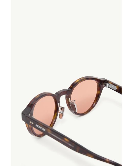 Moncler Pink Ember Round Sunglasses for men