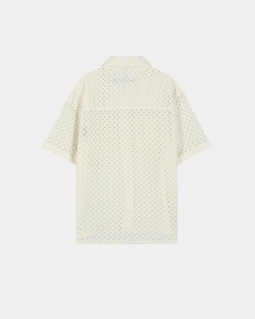 ANDERSSON BELL White Lace Short-Sleeve Shirt for men