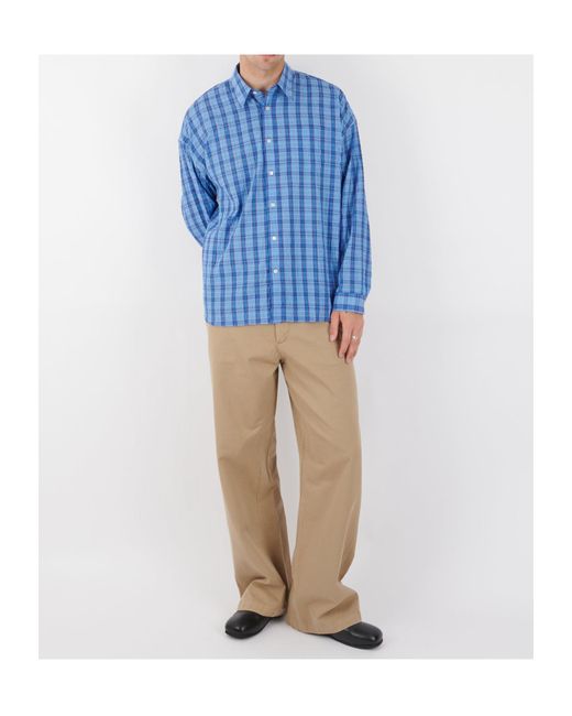 sunflower Blue Long-Sleeved Plaid Shirt for men