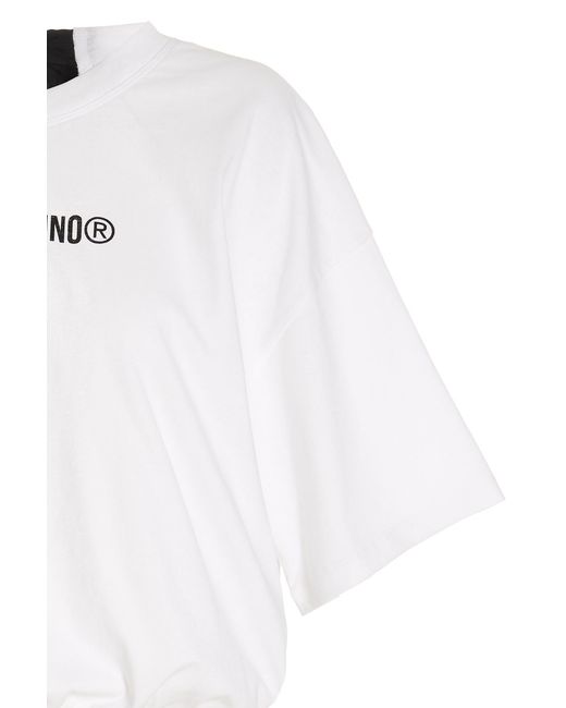 RED Valentino White Logo T-Shirt With Round Neck