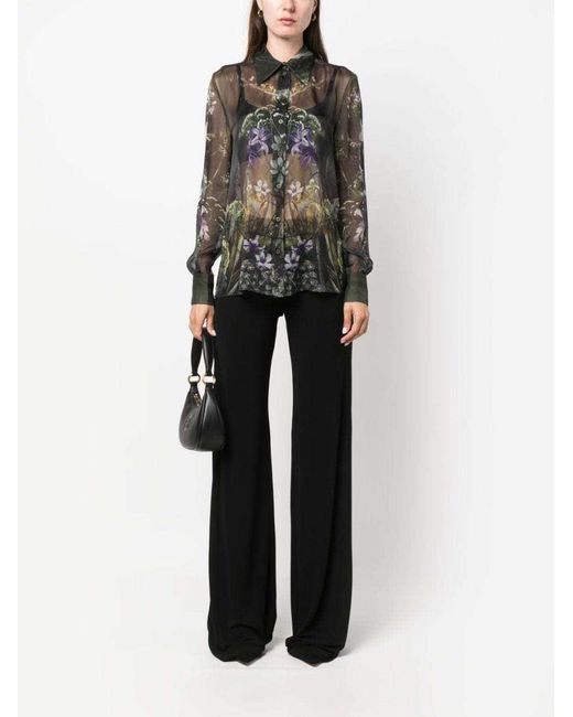 Alberta Ferretti Multicolor Floral-Printed Long-Sleeved Shirt