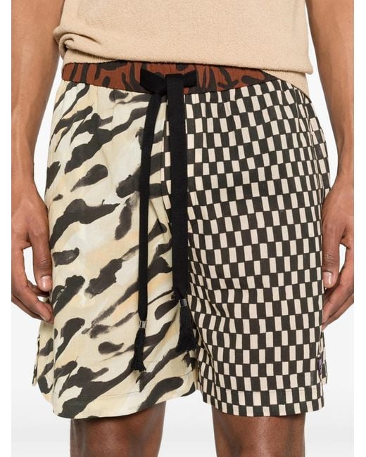 Nanushka White Geometric-Pattern Shorts for men