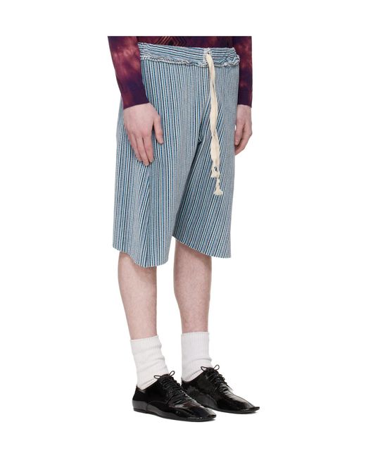 Edward Cuming Blue Striped Shorts for men