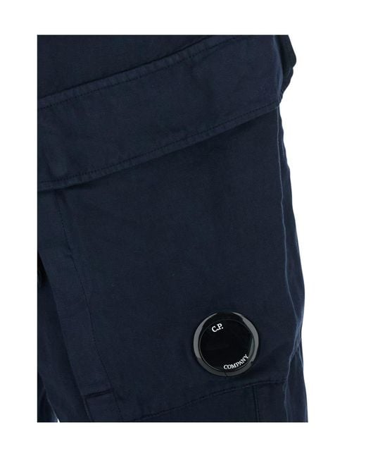 C P Company Blue Boxy Lens Cargo Pants for men