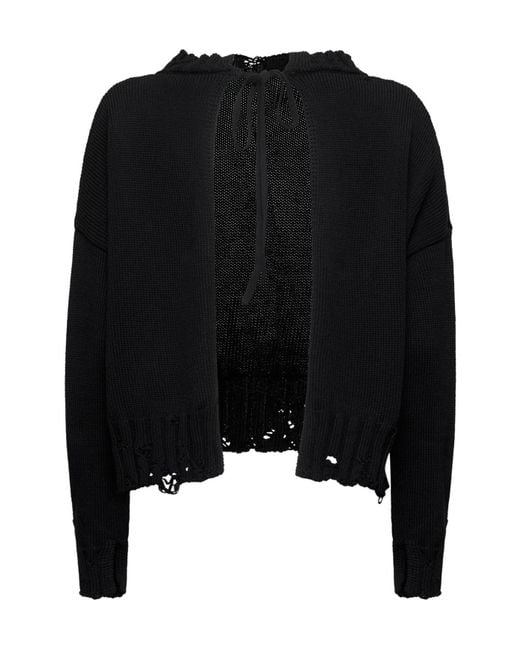 Marni Black Distressed Knitted Slef-Tied Crewneck Jumper