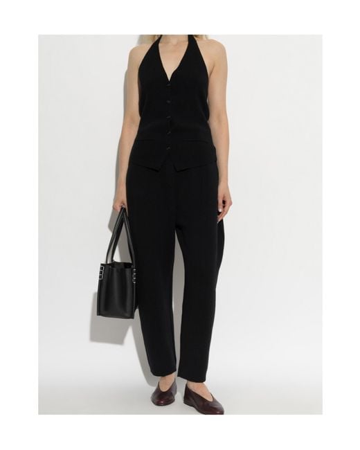 Lisa Yang Black Immy Halterneck Buttoned Top