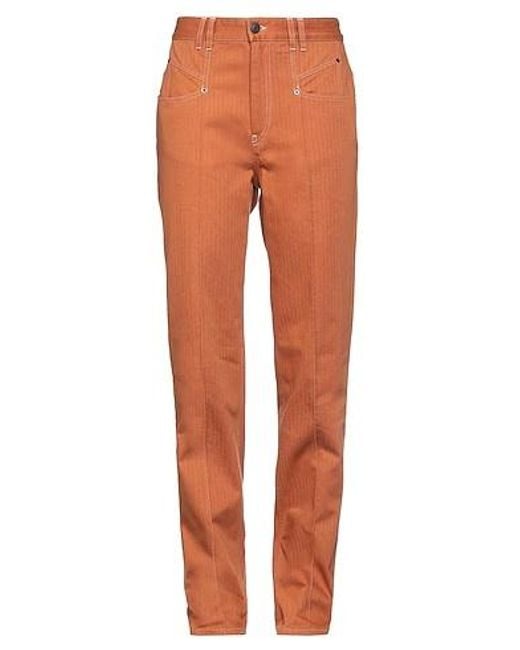 Isabel Marant Orange Solid Color Straight-Leg Pants