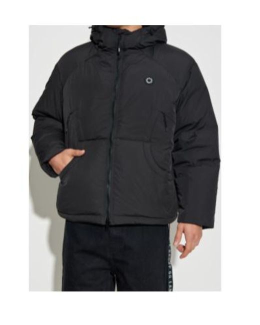 KENZO Blue Logo Detailed Hooded Puffer Jacket for men
