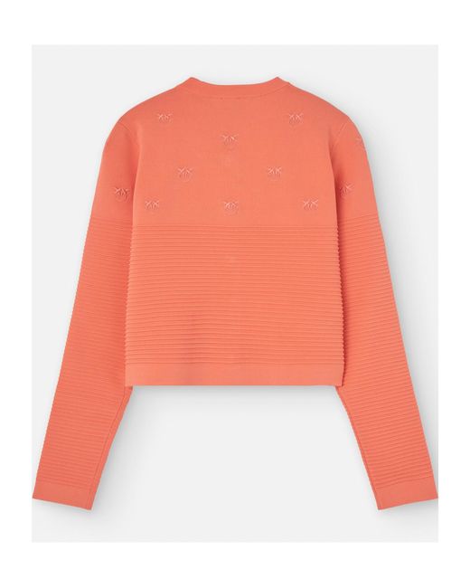 Pinko Orange Motif-Embroidered Ribbed Jacket