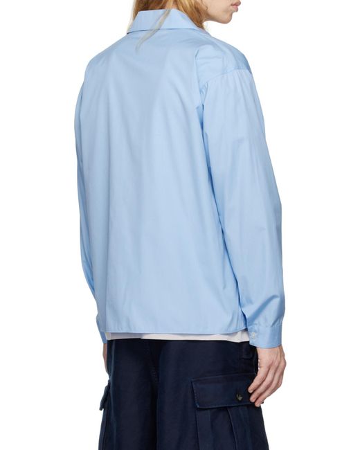 Marni Blue Logo-Printed Long-Sleeved Zipped Shirt for men