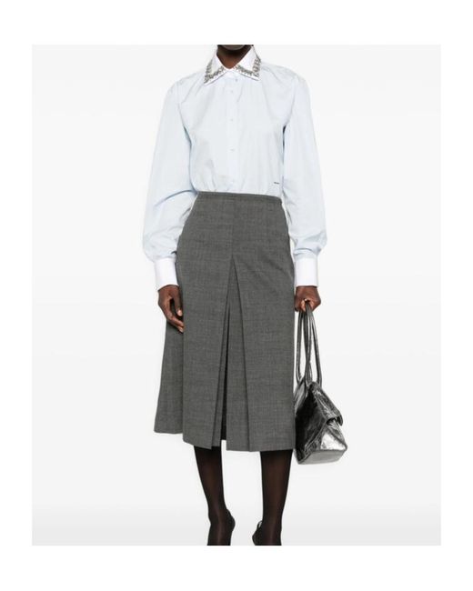 Prada White Embellished Collar Shirt