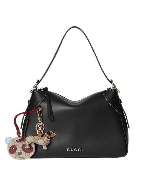 Gucci Black Gg Emblem Medium Shoulder Bag