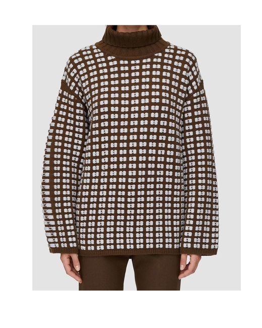 Joseph Brown Waffle Knit High Neck Jumper