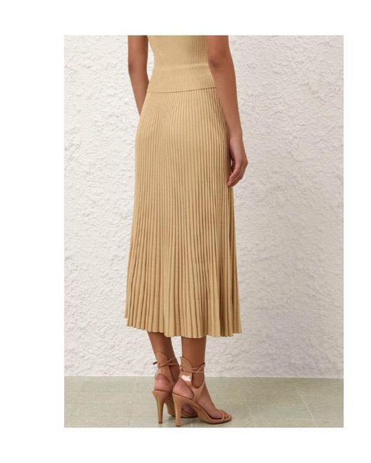 Zimmermann Natural Luna Metallic Midi Skirt