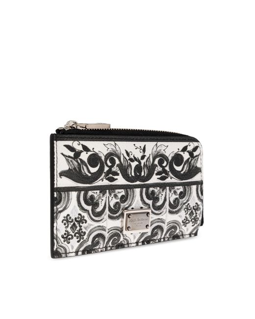 Dolce & Gabbana White Card Case With "Majolica" Print for men