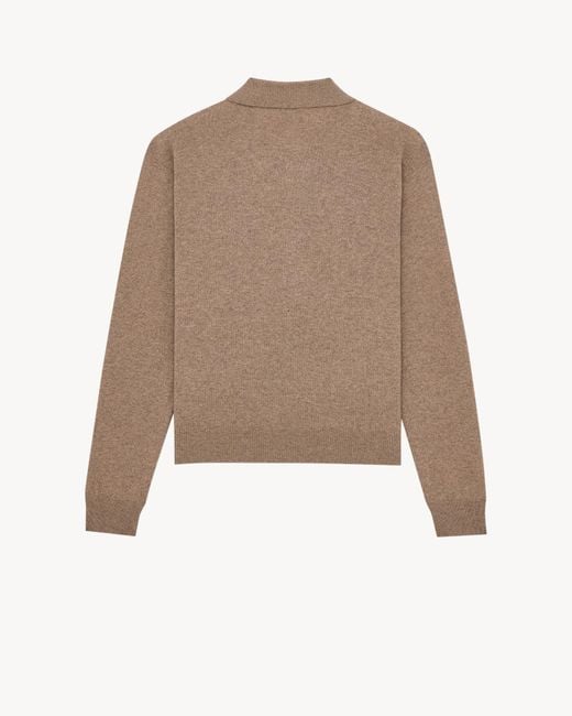 Saint Laurent Natural Long-Sleeved Polo Shirt for men