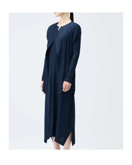 Pleats Please Issey Miyake Blue Pleats Please Issey Miyake Mellow Pleats Coat