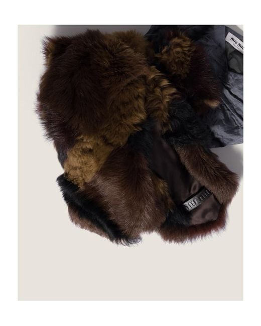 Miu Miu Black Shearling Patchwork Stole