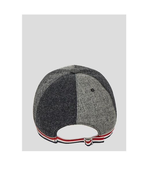 Thom Browne Gray Wool Spliced Baseball Cap for men