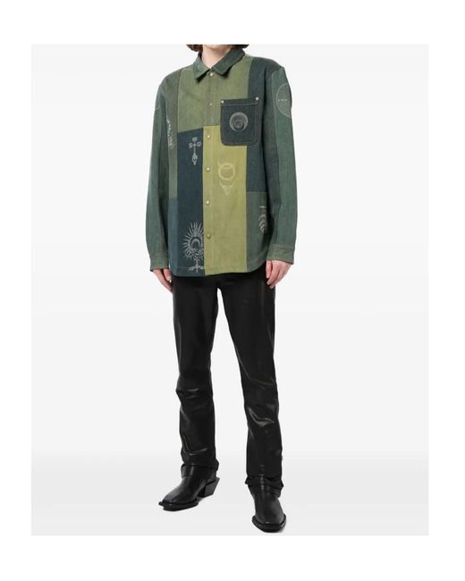 MARINE SERRE Green Patchwork Shirt for men