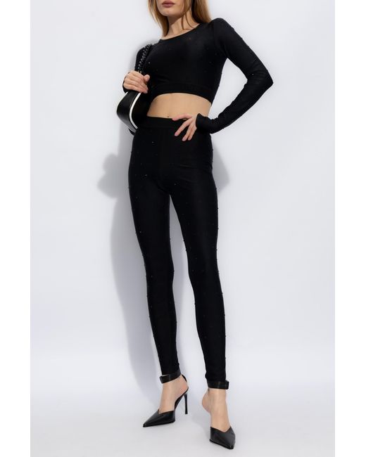 Versace Jeans Black Couture Rhinestone Embellished Leggings