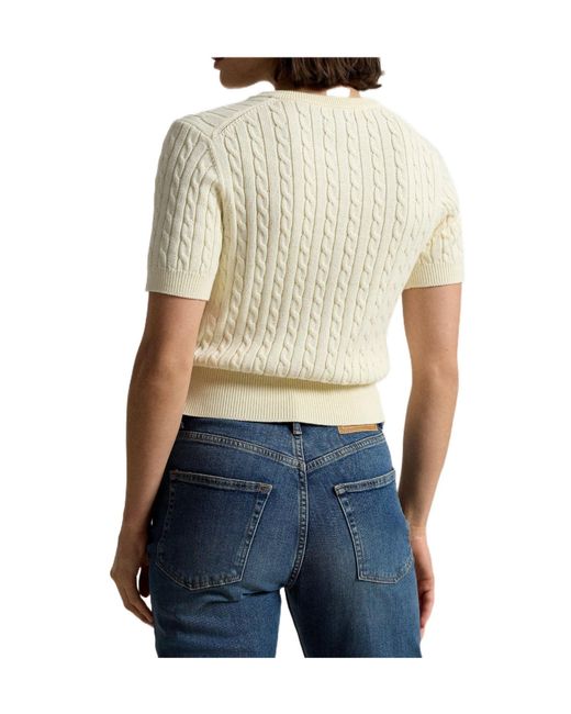 Polo Ralph Lauren White Sweater Henley Knitted Top