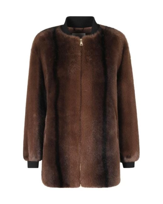 ERMANNO FIRENZE Brown Faux-Fur Zip-Up Jacket