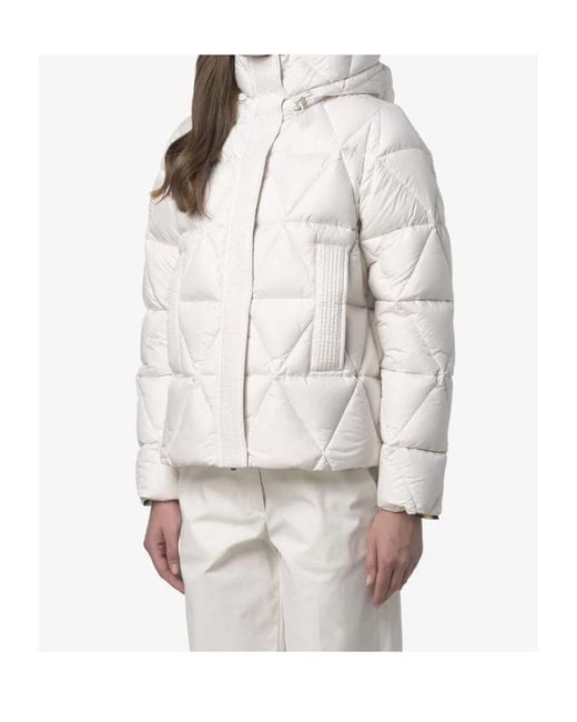 K-Way Gray Quilted Zip-Up Down Jacket