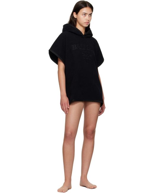 Balmain Black Logo Embroidered Poncho