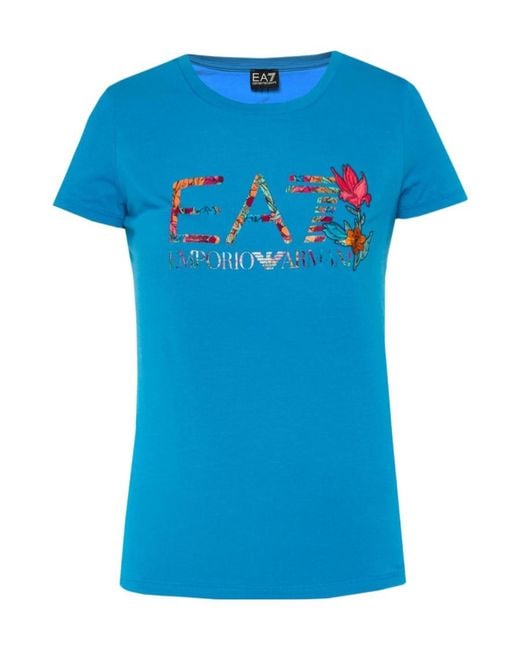 EA7 Blue Round Collar Logo T-Shirt
