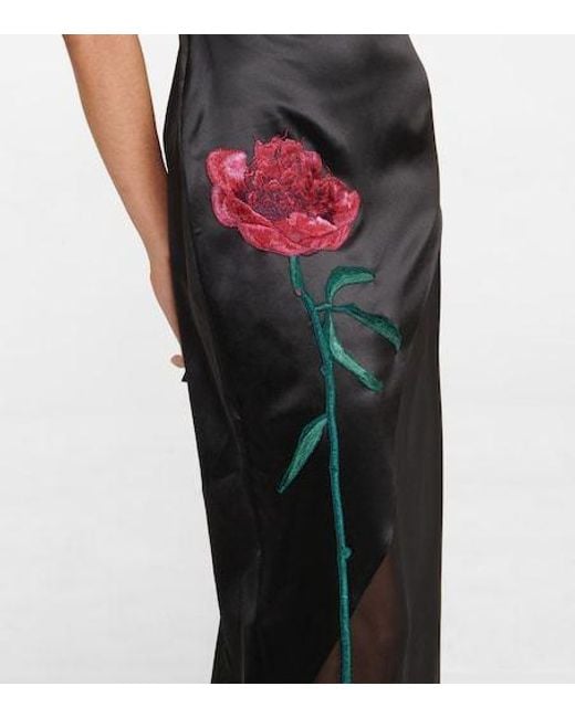 Peter Do Black Embroidered Silk Dress