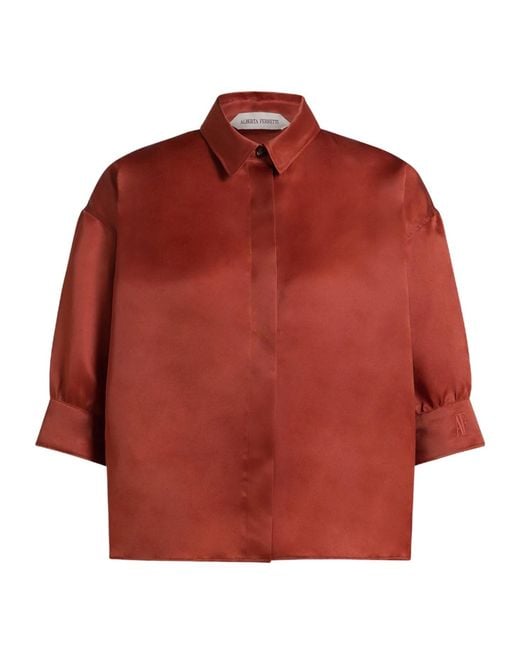 Alberta Ferretti Red Boxy Short-Sleeved Shirt