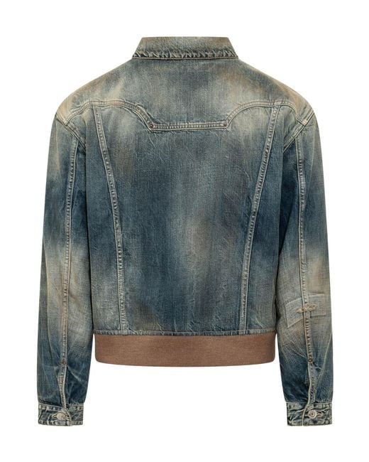 DSquared² Green Distressed Denim Jacket for men