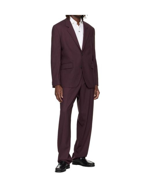 Boss Purple Long-Sleeved Suit Jacket And Trousers Two-Piece Set for men