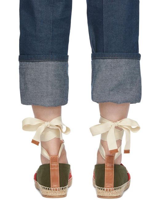Loewe Blue Lace Straw Shoes