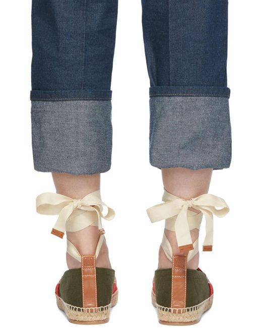 Loewe Blue Lace Straw Shoes
